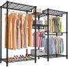 imageVIPEK Classic V6 Medium Wire Garment Rack Heavy Duty Clothes Rack for Hanging Clothes Metal Freestanding Closet Wardrobe Racks 598quot L x 146quot W x 764quot H Max Load 750lbs BlackBlack