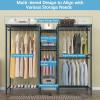 imageVIPEK Classic V6C Heavy Duty Covered Clothes Rack Portable Wardrobe Closet 5 Tiers Wire Garment Rack Black Metal Clothing Rack with Grey Oxford Cover 756quot L x 185quot W x 764quot H Max Load 870 LBSBlack Rack with Grey Cover