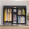 imageVIPEK Classic V6C Heavy Duty Covered Clothes Rack Portable Wardrobe Closet 5 Tiers Wire Garment Rack Black Metal Clothing Rack with Grey Oxford Cover 756quot L x 185quot W x 764quot H Max Load 870 LBSBlack Rack with Black Cover