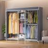 imageVIPEK Classic V6C Heavy Duty Covered Clothes Rack Portable Wardrobe Closet 5 Tiers Wire Garment Rack Black Metal Clothing Rack with Grey Oxford Cover 756quot L x 185quot W x 764quot H Max Load 870 LBSWhite Rack with Grey Cover