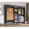 imageVIPEK Classic V6C Heavy Duty Covered Clothes Rack Portable Wardrobe Closet 5 Tiers Wire Garment Rack Black Metal Clothing Rack with Grey Oxford Cover 756quot L x 185quot W x 764quot H Max Load 870 LBSBlack Rack with Black Cover