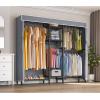 imageVIPEK Classic V6C Heavy Duty Covered Clothes Rack Portable Wardrobe Closet 5 Tiers Wire Garment Rack Black Metal Clothing Rack with Grey Oxford Cover 756quot L x 185quot W x 764quot H Max Load 870 LBSBlack Rack with Grey Cover