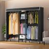 imageVIPEK Classic V6C Heavy Duty Covered Clothes Rack Portable Wardrobe Closet 5 Tiers Wire Garment Rack Black Metal Clothing Rack with Grey Oxford Cover 756quot L x 185quot W x 764quot H Max Load 870 LBSBlack Rack with Black Cover