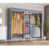 imageVIPEK Classic V6C Heavy Duty Covered Clothes Rack Portable Wardrobe Closet 5 Tiers Wire Garment Rack Black Metal Clothing Rack with Grey Oxford Cover 756quot L x 185quot W x 764quot H Max Load 870 LBSWhite Rack with Grey Cover