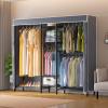 imageVIPEK Classic V6C Heavy Duty Covered Clothes Rack Portable Wardrobe Closet 5 Tiers Wire Garment Rack Black Metal Clothing Rack with Grey Oxford Cover 756quot L x 185quot W x 764quot H Max Load 870 LBSBlack Rack with Grey Cover