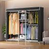 imageVIPEK Classic V6C Heavy Duty Covered Clothes Rack Portable Wardrobe Closet 5 Tiers Wire Garment Rack Black Metal Clothing Rack with Grey Oxford Cover 756quot L x 185quot W x 764quot H Max Load 870 LBSWhite Rack with Black Cover