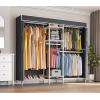 imageVIPEK Classic V6C Heavy Duty Covered Clothes Rack Portable Wardrobe Closet 5 Tiers Wire Garment Rack Black Metal Clothing Rack with Grey Oxford Cover 756quot L x 185quot W x 764quot H Max Load 870 LBSWhite Rack with Black Cover