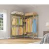 imageVIPEK L6 Garment Rack L Shaped Clothes Rack Heavy Duty Clothing Rack Metal Freestanding Closet with 7 Adjustable Shelves ampamp 4 Hanging Rods 433quotL x 433quotW x 764quotH Max Load 750LBS Medium Size BlackGold