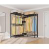 imageVIPEK L6 Garment Rack L Shaped Clothes Rack Heavy Duty Clothing Rack Metal Freestanding Closet with 7 Adjustable Shelves ampamp 4 Hanging Rods 433quotL x 433quotW x 764quotH Max Load 750LBS Medium Size BlackBlack