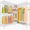 imageVIPEK L6 Garment Rack L Shaped Clothes Rack Heavy Duty Clothing Rack Metal Freestanding Closet with 7 Adjustable Shelves ampamp 4 Hanging Rods 433quotL x 433quotW x 764quotH Max Load 750LBS Medium Size BlackWhite
