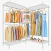 imageVIPEK L6 Garment Rack L Shaped Clothes Rack Heavy Duty Clothing Rack Metal Freestanding Closet with 7 Adjustable Shelves ampamp 4 Hanging Rods 433quotL x 433quotW x 764quotH Max Load 750LBS Medium Size BlackWhite