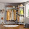 imageVIPEK L6 Garment Rack L Shaped Clothes Rack Heavy Duty Clothing Rack Metal Freestanding Closet with 7 Adjustable Shelves ampamp 4 Hanging Rods 433quotL x 433quotW x 764quotH Max Load 750LBS Medium Size BlackWhite