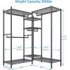 imageVIPEK L6 Garment Rack L Shaped Clothes Rack Heavy Duty Clothing Rack Metal Freestanding Closet with 7 Adjustable Shelves ampamp 4 Hanging Rods 433quotL x 433quotW x 764quotH Max Load 750LBS Medium Size BlackBlack