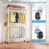 imageVIPEK R2 Plus Heavy Duty Rolling Garment Rack 3 Tiers Adjustable Wire Shelving Clothes Rack with Double Rods and Side Hooks Freestanding Wardrobe Storage Rack Metal Clothing Rack BlackWhite