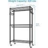 imageVIPEK R2 Plus Heavy Duty Rolling Garment Rack 3 Tiers Adjustable Wire Shelving Clothes Rack with Double Rods and Side Hooks Freestanding Wardrobe Storage Rack Metal Clothing Rack BlackBlack