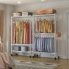 imageVIPEK R2 Plus Heavy Duty Rolling Garment Rack 3 Tiers Adjustable Wire Shelving Clothes Rack with Double Rods and Side Hooks Freestanding Wardrobe Storage Rack Metal Clothing Rack BlackWhite