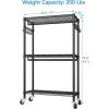 imageVIPEK R2 Plus Heavy Duty Rolling Garment Rack 3 Tiers Adjustable Wire Shelving Clothes Rack with Double Rods and Side Hooks Freestanding Wardrobe Storage Rack Metal Clothing Rack BlackBlack