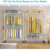 imageVIPEK R2 Plus Heavy Duty Rolling Garment Rack 3 Tiers Adjustable Wire Shelving Clothes Rack with Double Rods and Side Hooks Freestanding Wardrobe Storage Rack Metal Clothing Rack BlackWhite