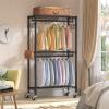 imageVIPEK R2 Plus Heavy Duty Rolling Garment Rack 3 Tiers Adjustable Wire Shelving Clothes Rack with Double Rods and Side Hooks Freestanding Wardrobe Storage Rack Metal Clothing Rack BlackBlack