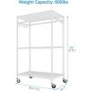 imageVIPEK R2 Pro Rolling Garment Rack Heavy Duty Clothes Rack with Locking Wheels Adjustable Shelves 2Sided Hanging Rods Metal Closet Freestanding Clothing Racks Max load 600lbs WhiteWhite