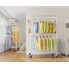 imageVIPEK R2 Pro Rolling Garment Rack Heavy Duty Clothes Rack with Locking Wheels Adjustable Shelves 2Sided Hanging Rods Metal Closet Freestanding Clothing Racks Max load 600lbs WhiteWhite
