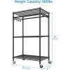 imageVIPEK R2 Pro Rolling Garment Rack Heavy Duty Clothes Rack with Locking Wheels Adjustable Shelves 2Sided Hanging Rods Metal Closet Freestanding Clothing Racks Max load 600lbs WhiteBlack