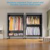 imageVIPEK R2C Plus Heavy Duty Rolling Garment Rack with Cover Clothing Racks for Hanging Clothes Portable Closets with Adjustable 3 Wire Shelves Double Rods Black Rack with Grey Upgarded Polyester CoverBlack Rack with Black Cover