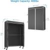 imageVIPEK R2C Plus Heavy Duty Rolling Garment Rack with Cover Clothing Racks for Hanging Clothes Portable Closets with Adjustable 3 Wire Shelves Double Rods Black Rack with Grey Upgarded Polyester CoverBlack Rack with Black Cover