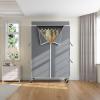 imageVIPEK R2C Plus Heavy Duty Rolling Garment Rack with Cover Clothing Racks for Hanging Clothes Portable Closets with Adjustable 3 Wire Shelves Double Rods Black Rack with Grey Upgarded Polyester CoverBlack Rack with Grey Cover