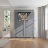 imageVIPEK R2C Plus Heavy Duty Rolling Garment Rack with Cover Clothing Racks for Hanging Clothes Portable Closets with Adjustable 3 Wire Shelves Double Rods Black Rack with Grey Upgarded Polyester CoverBlack Rack with Grey Cover