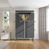 imageVIPEK R2C Plus Heavy Duty Rolling Garment Rack with Cover Clothing Racks for Hanging Clothes Portable Closets with Adjustable 3 Wire Shelves Double Rods Black Rack with Grey Upgarded Polyester CoverBlack Rack with Black Cover