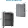 imageVIPEK R2C Plus Heavy Duty Rolling Garment Rack with Cover Clothing Racks for Hanging Clothes Portable Closets with Adjustable 3 Wire Shelves Double Rods Black Rack with Grey Upgarded Polyester CoverBlack Rack with Grey Cover