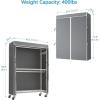 imageVIPEK R2C Plus Heavy Duty Rolling Garment Rack with Cover Clothing Racks for Hanging Clothes Portable Closets with Adjustable 3 Wire Shelves Double Rods Black Rack with Grey Upgarded Polyester CoverWhite Rack with Grey Cover