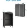 imageVIPEK R2C Plus Heavy Duty Rolling Garment Rack with Cover Clothing Racks for Hanging Clothes Portable Closets with Adjustable 3 Wire Shelves Double Rods Black Rack with Grey Upgarded Polyester CoverBlack Rack with Black Cover
