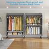 imageVIPEK R2C Plus Heavy Duty Rolling Garment Rack with Cover Clothing Racks for Hanging Clothes Portable Closets with Adjustable 3 Wire Shelves Double Rods Black Rack with Grey Upgarded Polyester CoverWhite Rack with Grey Cover