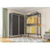 imageVIPEK R2C Plus Heavy Duty Rolling Garment Rack with Cover Clothing Racks for Hanging Clothes Portable Closets with Adjustable 3 Wire Shelves Double Rods Black Rack with Grey Upgarded Polyester CoverBlack Rack with Black Cover