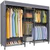 imageVIPEK Classic V6C Heavy Duty Covered Clothes Rack Portable Wardrobe Closet 5 Tiers Wire Garment Rack Black Metal Clothing Rack with Grey Oxford Cover 756quot L x 185quot W x 764quot H Max Load 870 LBSBlack Rack with Grey Cover