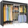 imageVIPEK Classic V6C Heavy Duty Covered Clothes Rack Portable Wardrobe Closet 5 Tiers Wire Garment Rack Black Metal Clothing Rack with Grey Oxford Cover 756quot L x 185quot W x 764quot H Max Load 870 LBSWhite Rack with Black Cover