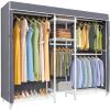 imageVIPEK Classic V6C Heavy Duty Covered Clothes Rack Portable Wardrobe Closet 5 Tiers Wire Garment Rack Black Metal Clothing Rack with Grey Oxford Cover 756quot L x 185quot W x 764quot H Max Load 870 LBSWhite Rack with Grey Cover