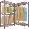 imageVIPEK L6 Garment Rack L Shaped Clothes Rack Heavy Duty Clothing Rack Metal Freestanding Closet with 7 Adjustable Shelves ampamp 4 Hanging Rods 433quotL x 433quotW x 764quotH Max Load 750LBS Medium Size BlackBronze