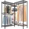 imageVIPEK L6 Garment Rack L Shaped Clothes Rack Heavy Duty Clothing Rack Metal Freestanding Closet with 7 Adjustable Shelves ampamp 4 Hanging Rods 433quotL x 433quotW x 764quotH Max Load 750LBS Medium Size BlackBlack