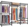 imageVIPEK V5 Plus Large Portable Closet Rack Freestanding Wardrobe Closet MultiFunctional Clothes Rack Heavy Duty Metal Clothing Rack for Hanging Clothes 854quot L x 157quot W x 764quot H BlackBlack