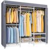 imageVIPEK V5C Heavy Duty Covered Clothes Rack Portable Bedroom Armoires Rack Black Metal Clothing Rack with Black Cover Adjustable Custom Freestanding Closet Wardrobe Max Load 800LBSWhite Rack With Grey Cover