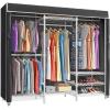 imageVIPEK V5C Heavy Duty Covered Clothes Rack Portable Bedroom Armoires Rack Black Metal Clothing Rack with Black Cover Adjustable Custom Freestanding Closet Wardrobe Max Load 800LBSWhite Rack With Black Cover