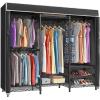 imageVIPEK V5C Heavy Duty Covered Clothes Rack Portable Bedroom Armoires Rack Black Metal Clothing Rack with Black Cover Adjustable Custom Freestanding Closet Wardrobe Max Load 800LBSBlack Rack With Black Cover