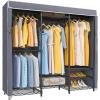 imageVIPEK V5C Heavy Duty Covered Clothes Rack Portable Bedroom Armoires Rack Black Metal Clothing Rack with Black Cover Adjustable Custom Freestanding Closet Wardrobe Max Load 800LBSBlack Rack With Grey Cover