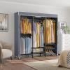 imageVIPEK V5C Heavy Duty Covered Clothes Rack Portable Bedroom Armoires Rack Black Metal Clothing Rack with Black Cover Adjustable Custom Freestanding Closet Wardrobe Max Load 800LBSBlack Rack With Grey Cover