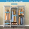 imageVIPEK V5C Heavy Duty Covered Clothes Rack Portable Bedroom Armoires Rack Black Metal Clothing Rack with Black Cover Adjustable Custom Freestanding Closet Wardrobe Max Load 800LBSWhite Rack With Black Cover