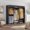 imageVIPEK V5C Heavy Duty Covered Clothes Rack Portable Bedroom Armoires Rack Black Metal Clothing Rack with Black Cover Adjustable Custom Freestanding Closet Wardrobe Max Load 800LBSBlack Rack With Black Cover