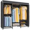 imageVIPEK V5C Heavy Duty Covered Clothes Rack Portable Bedroom Armoires Rack Black Metal Clothing Rack with Black Cover Adjustable Custom Freestanding Closet Wardrobe Max Load 800LBSBlack Rack With Black Cover